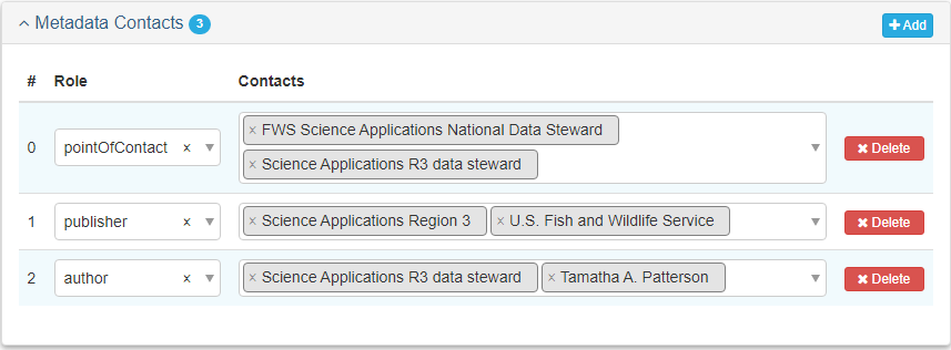 Example Metadata Contacts entry