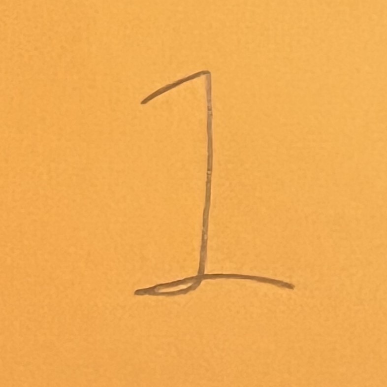 Handwritten "1" on an orange background made to look similar to a "2"
