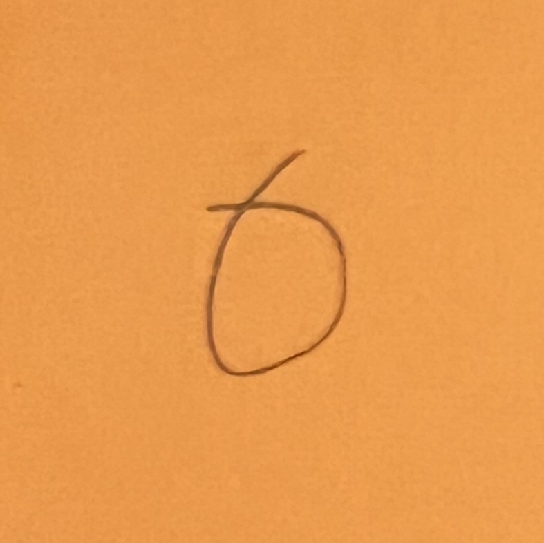Handwritten "0" on an orange background made to look similar to a "6"