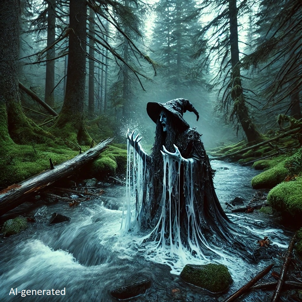 AI generated image of witch melting in water