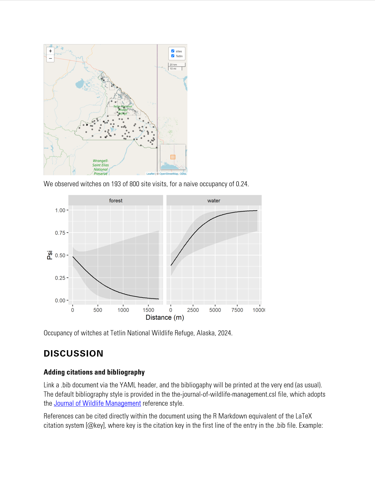 A screenshot of another page of a templated Word doc rendered from Quarto.