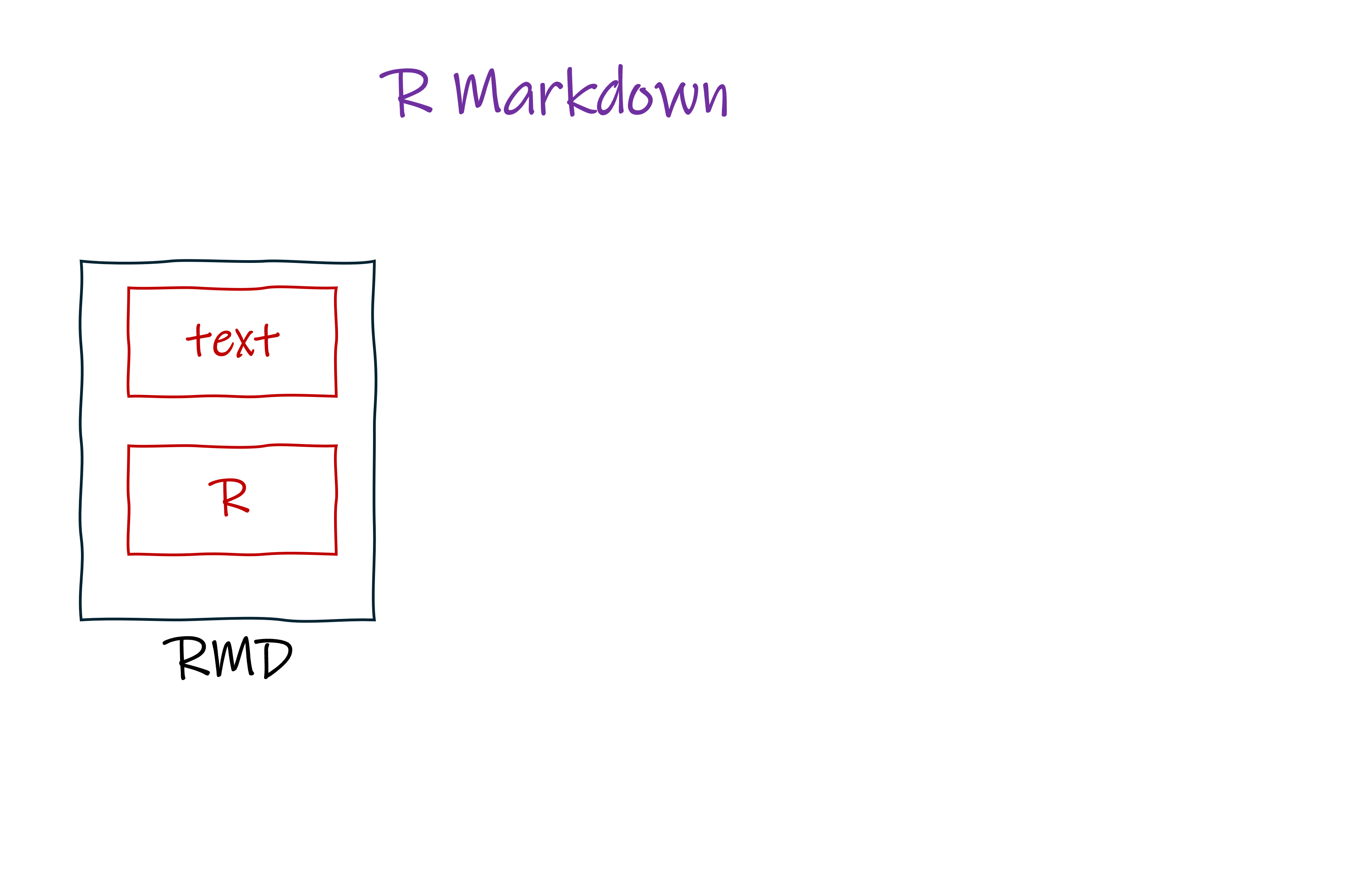 A diagram showing the process of rendering a document using R Markdown.